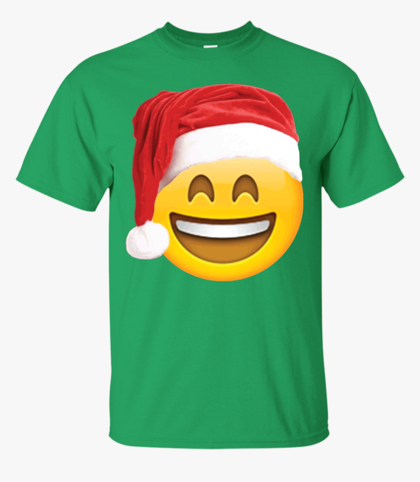 Emoji Christmas Shirt Smiley Face Santa Hat Family - T-shirt, HD Png Download