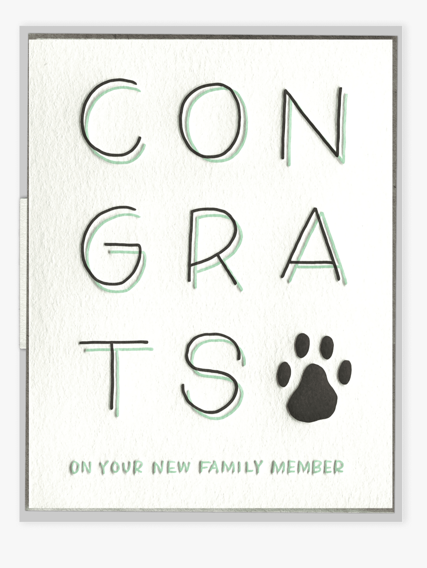 New Pet Congrats Letterpress Greeting Card - Paw, HD Png Download