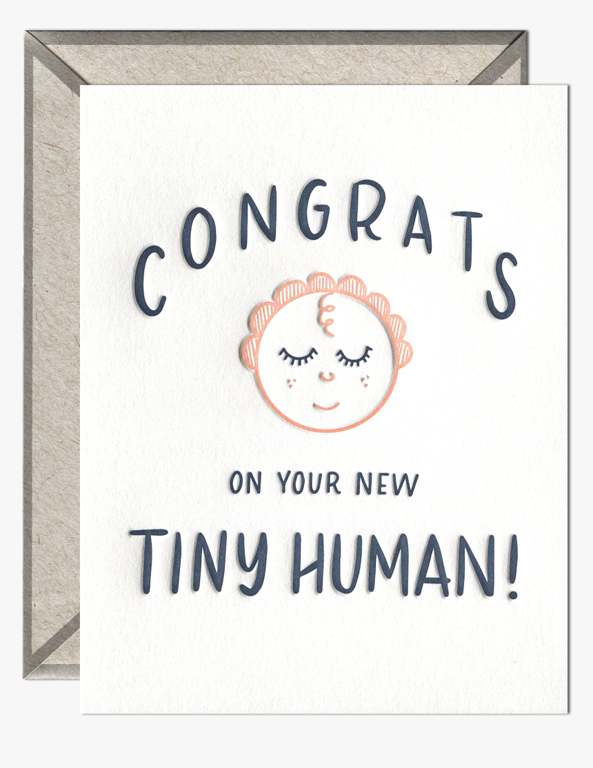 Tiny Human Congrats Letterpress Greeting Card With - Illustration, HD Png Download