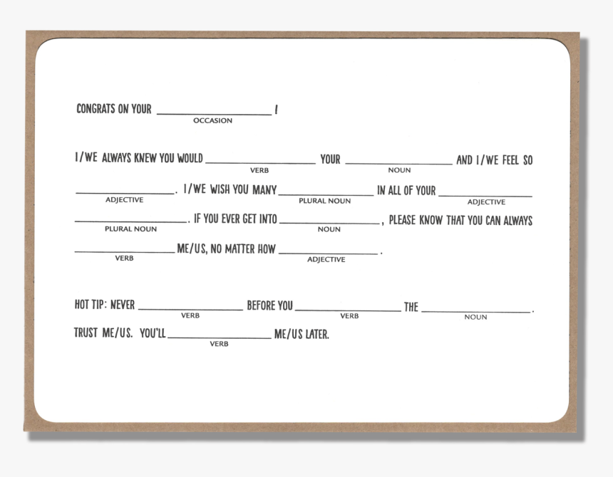 Mad Libs Congrats - Replying Invitation Card Birthday, HD Png Download