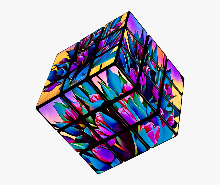 Cube, Floral, Background, Colorful, Creative, Abstract - Lampshade, HD Png Download