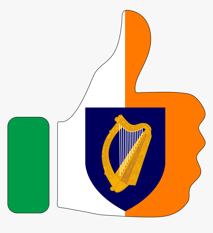 Thumbs Up Ireland With Stroke And Coat Of Arms Clip - Прапор І Герб Ірландії, HD Png Download
