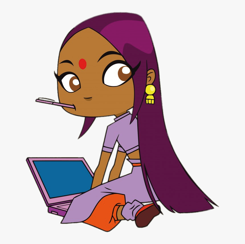 Sally Bollywood Working On Her Computer - Sally Bollywood, HD Png Download