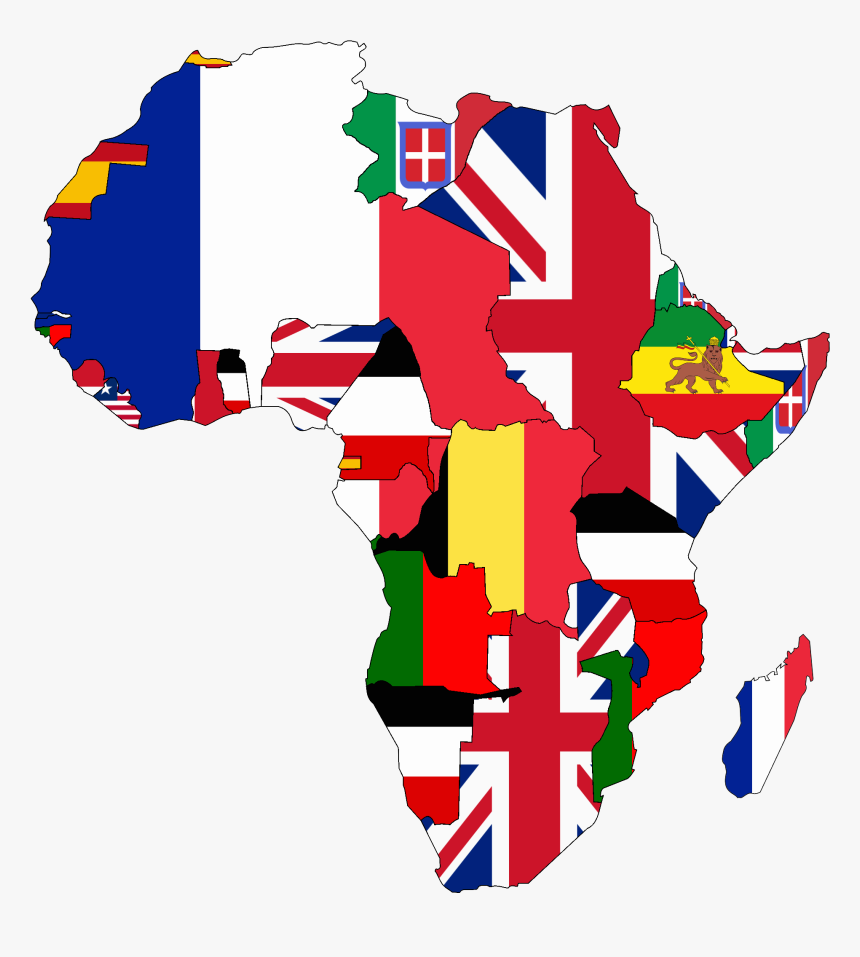 Flag Map Of Colonial Africa - Africa Colonization Map Flags, HD Png Download