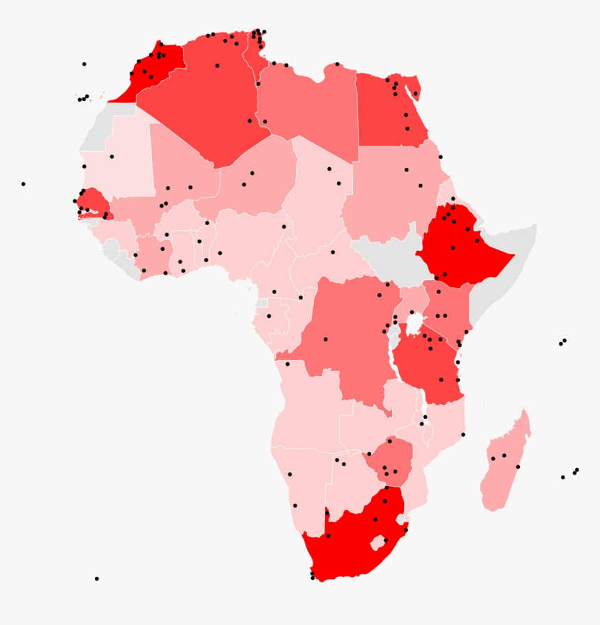 World Heritage Sites Africa Map-2 Clipart , Png Download - Map Of Africa Red, Transparent Png
