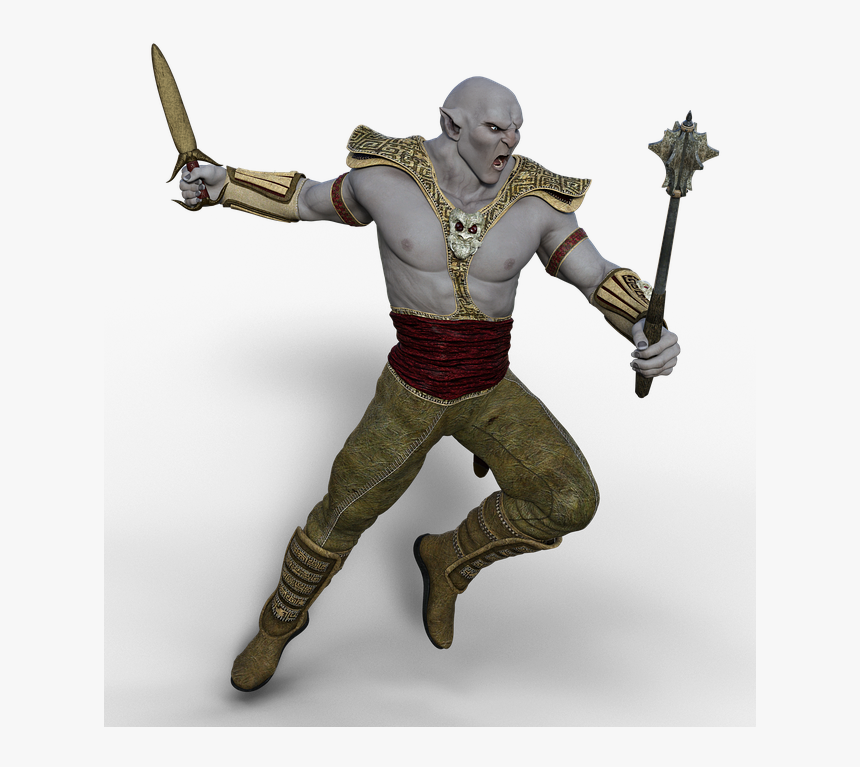 Ork, Warrior, Club, Sword, Fantasy, Mythical Creatures - Warrior Swinging Sword Transparent Background, HD Png Download
