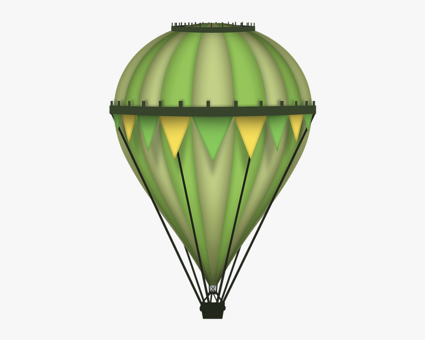 Balloon, Green, Illustration, Yellow, Hot Air Balloon - Hot Air Balloon, HD Png Download