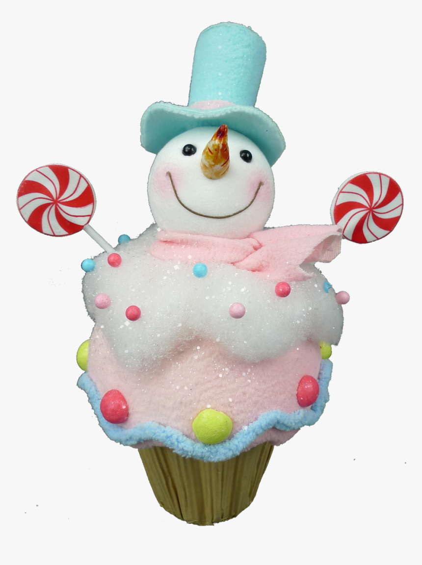 Large Snowman Candy Cupcake - Cupcake, HD Png Download