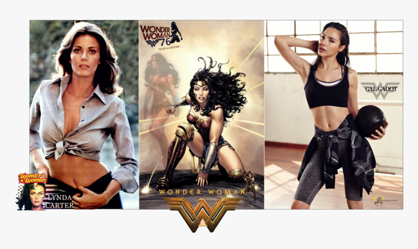 Wonder Woman Then And Now Lynda Carter And Gal Gadot - Wonder Woman Lynda Carter Gal Gadot, HD Png Download