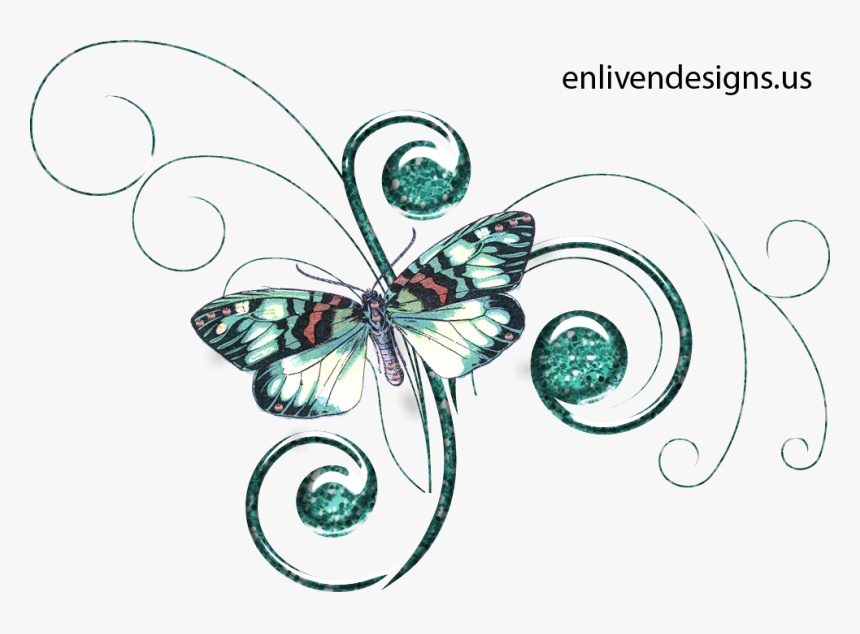 Teal Butterfly Glitt - Scrapbook Embellishments Free Download, HD Png Download