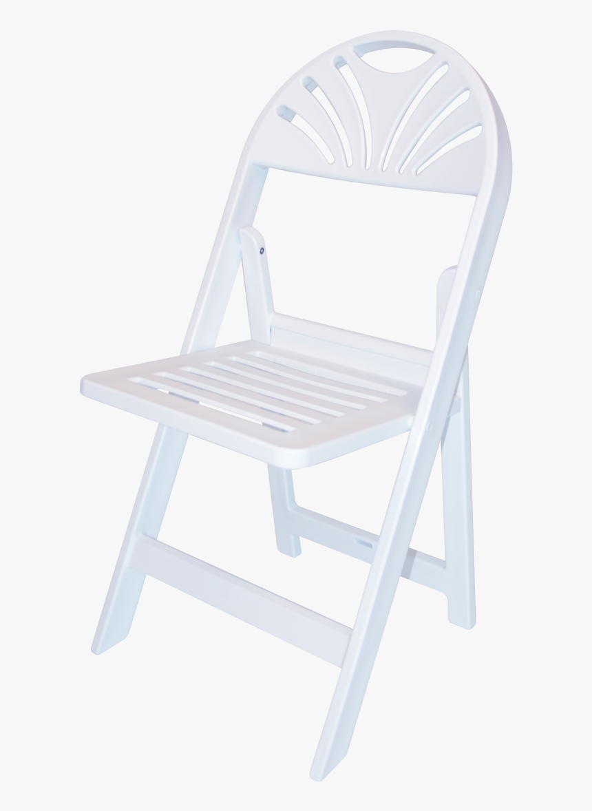 Rhino White Slatted Resin Fan Back Folding Chair - Folding Chair, HD Png Download