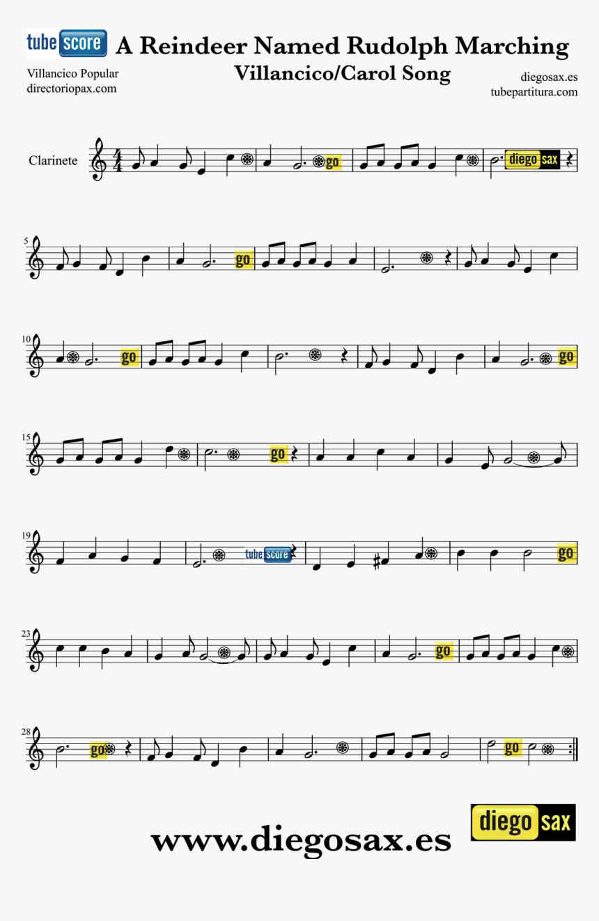 Transparent Rudolph The Red Nosed Reindeer Png - Las Mananitas Sheet Music Trombone, Png Download