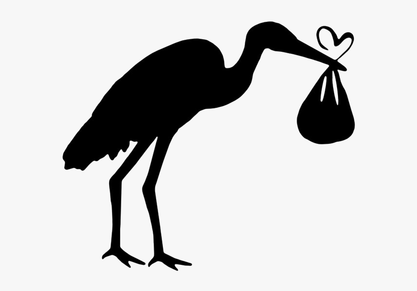 Transparent Stork Clipart Black And White - Stork Baby Silhouette Png, Png Download