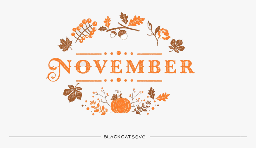 November Autumn Leaves Sign File Cutting Clipart In, HD Png Download