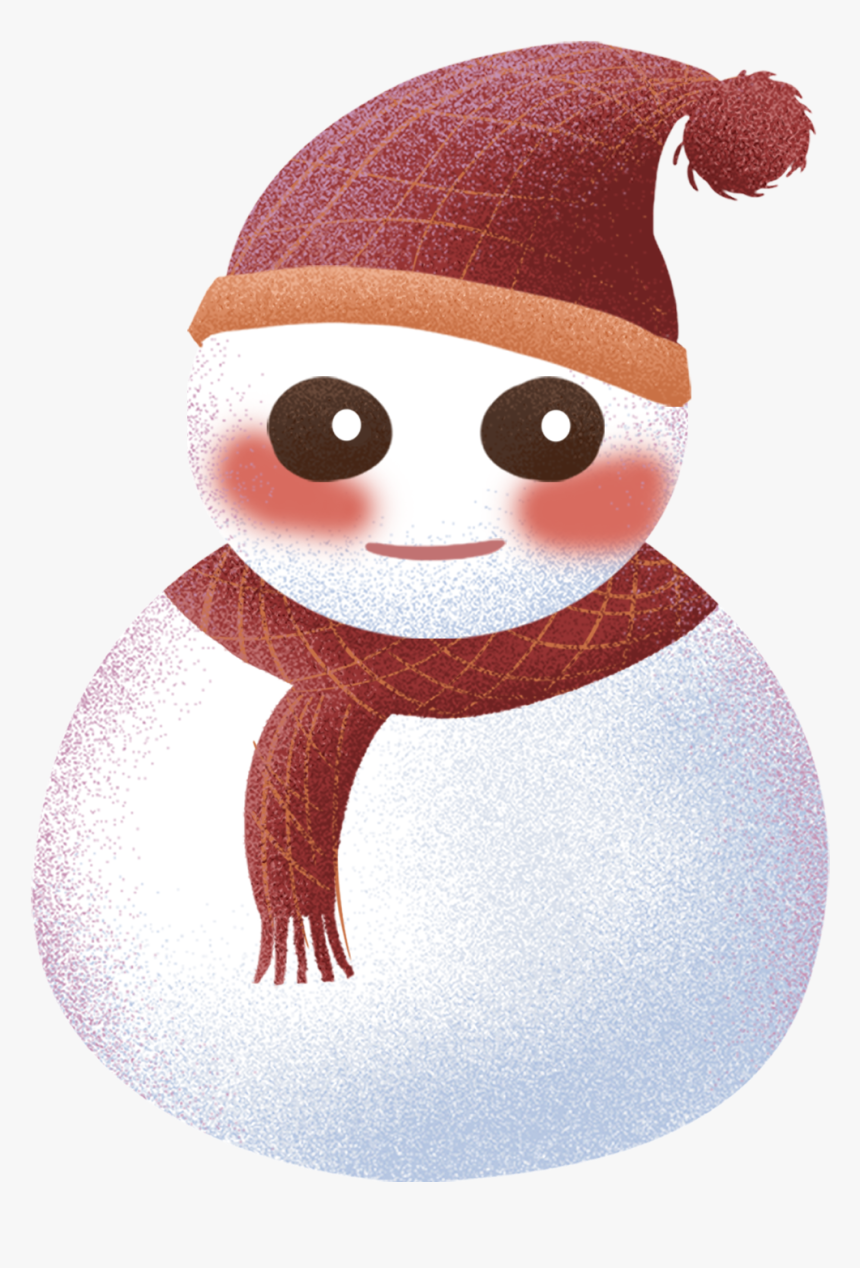Cartoon Hand Drawn Illustration Big Eyes Png And Psd - Snowman, Transparent Png