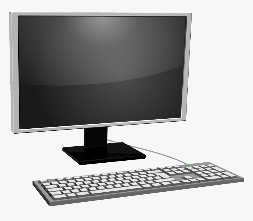 Computer, Crystal Display, Gray, Hardware, Keyboard - Monitor For Computer Clip Art, HD Png Download