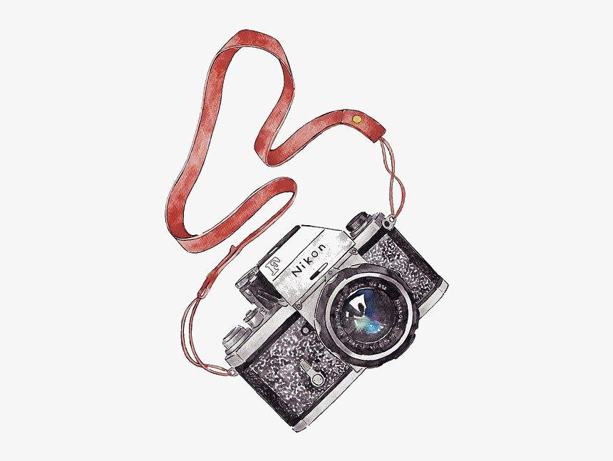 Dslr Camera Drawing Watercolor, HD Png Download