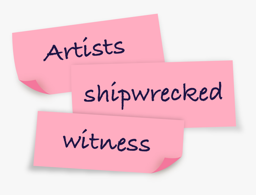 Pieces Of Paper With The Words Artists Shipwrecked - Paper, HD Png Download
