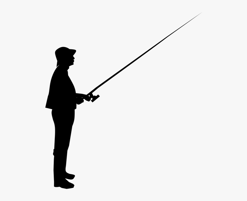 Silhouette, Man, Hook, Silhouetted, Outlined, Shadow - Silhouette Of Guy Fishing, HD Png Download