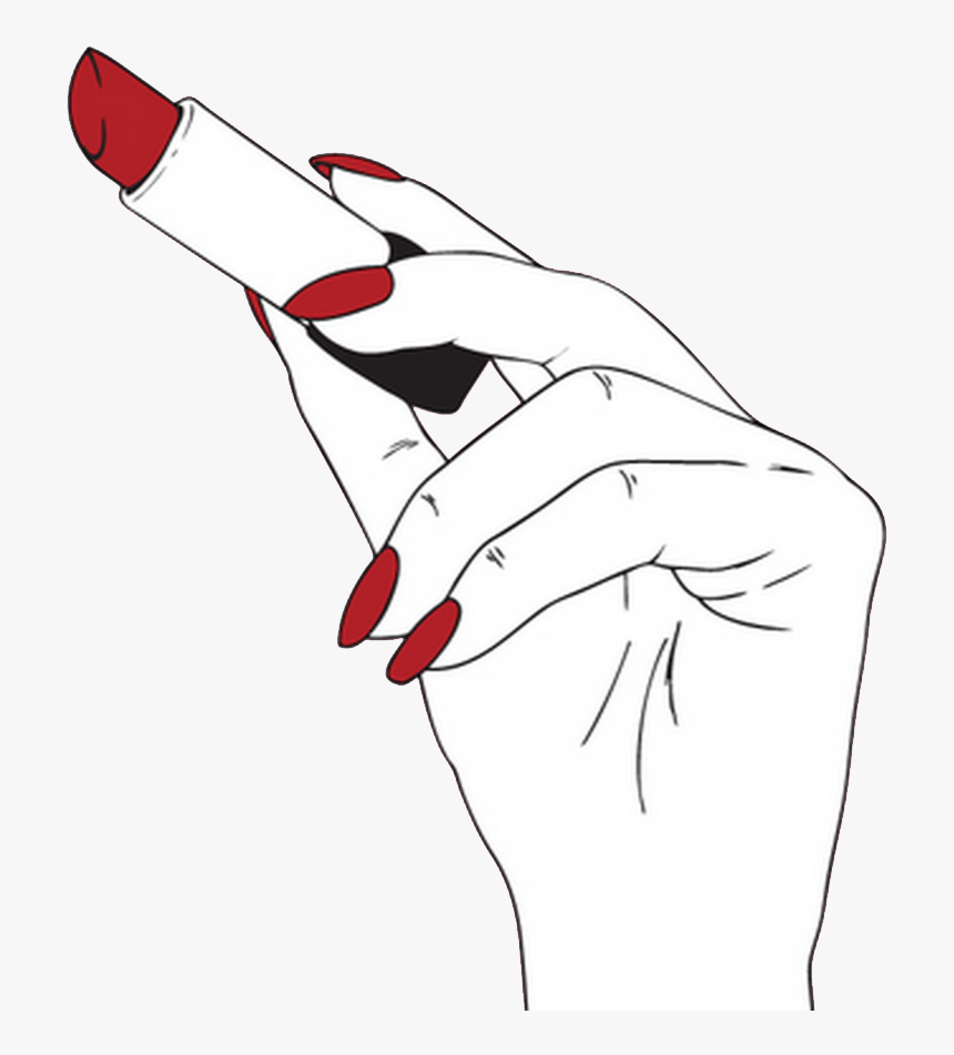 Transparent/sticker Blg
soft Grunge Blg - Hand Putting On Lipstick Drawing, HD Png Download
