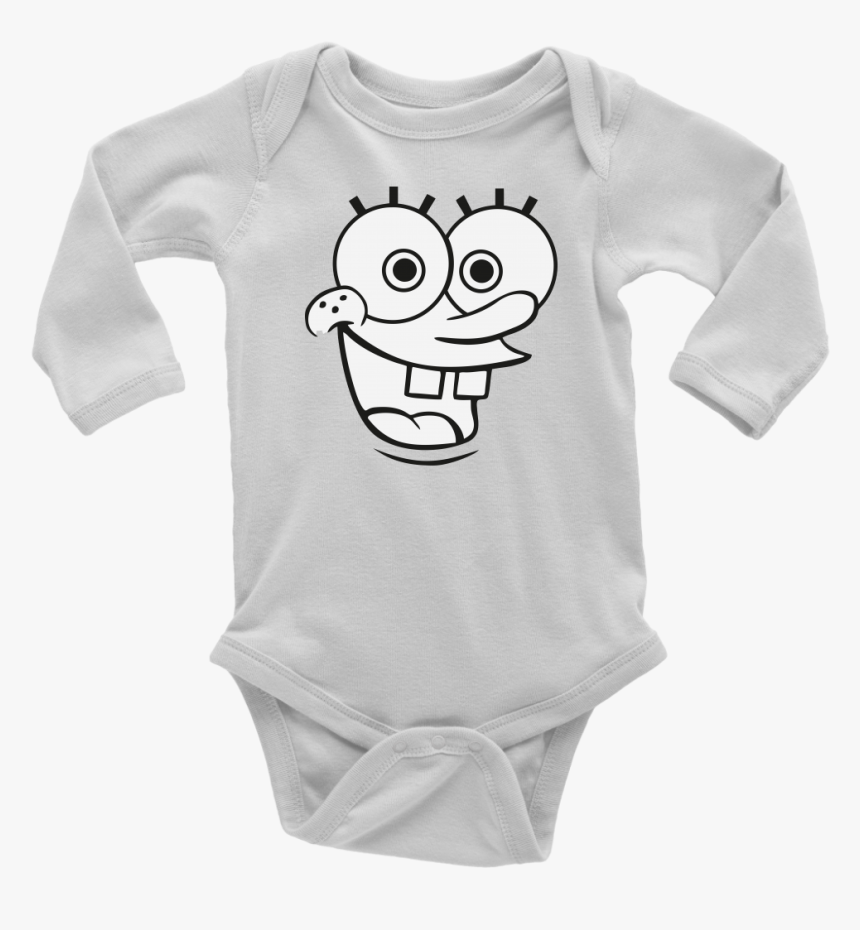 New Long Sleeve Baby Bodysuit Spongebob Face Size Nb - Infant Bodysuit, HD Png Download