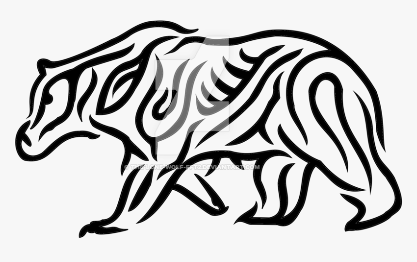Nuclear Drawing Lone Wolf Transparent - Tribal Bear Drawing, HD Png Download
