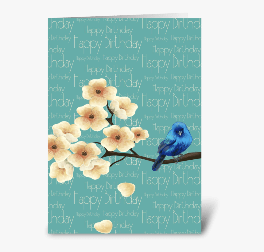 Blue Bird Of Happiness Birthday Card Greeting Card - Happy Birthday Blue Bird, HD Png Download