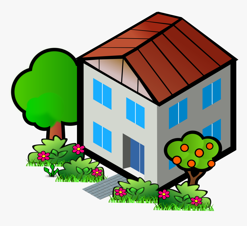 City House Clipart - Flat Roof House Clipart, HD Png Download