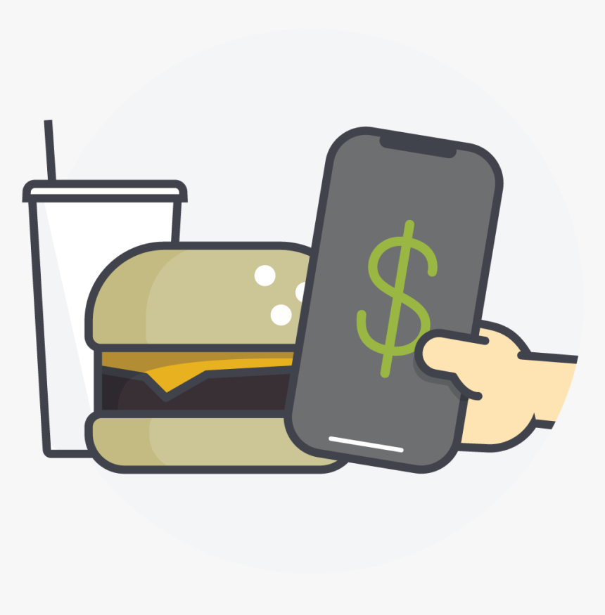 An Icon Showing A Phone Paying For A Meal, HD Png Download