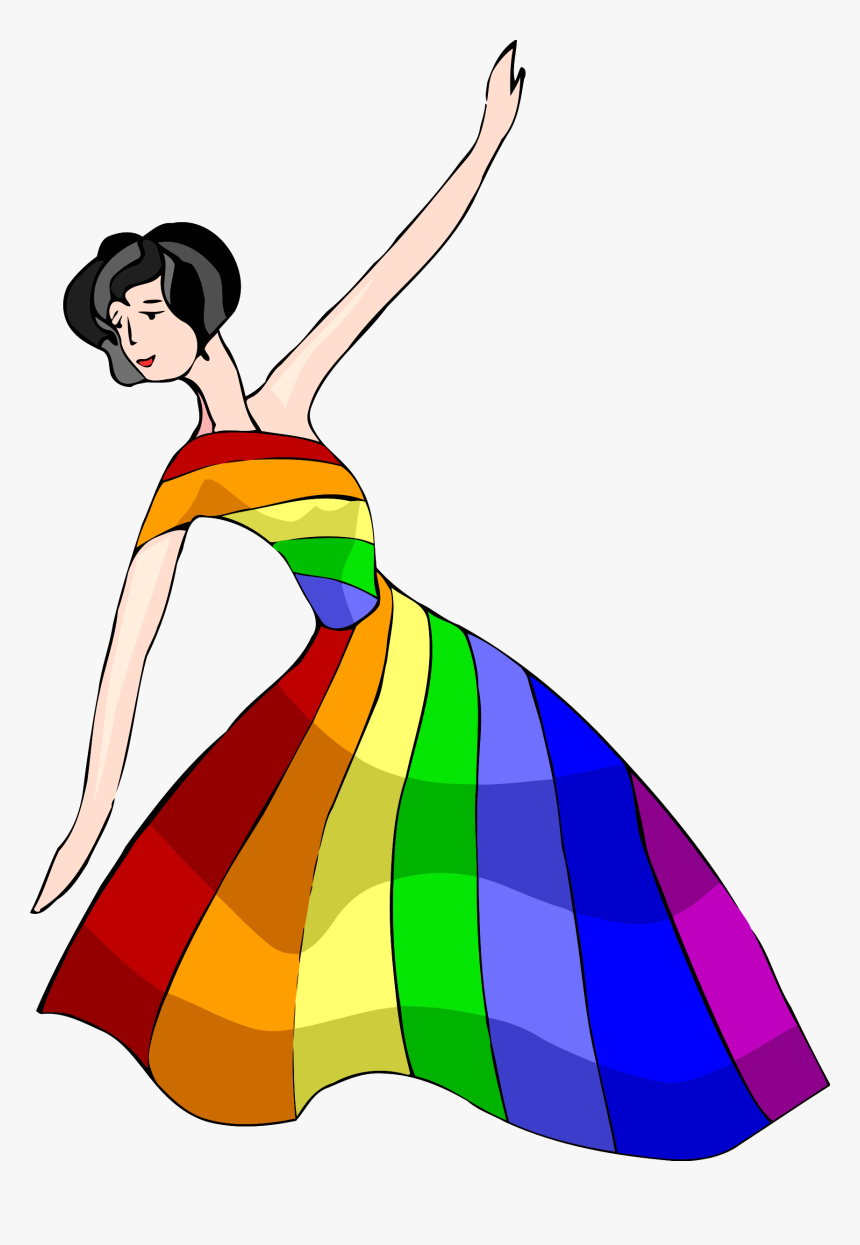 Great Dancer In Rainbow Dress Vector Clipart Image - Rainbow Dress Clipart, HD Png Download