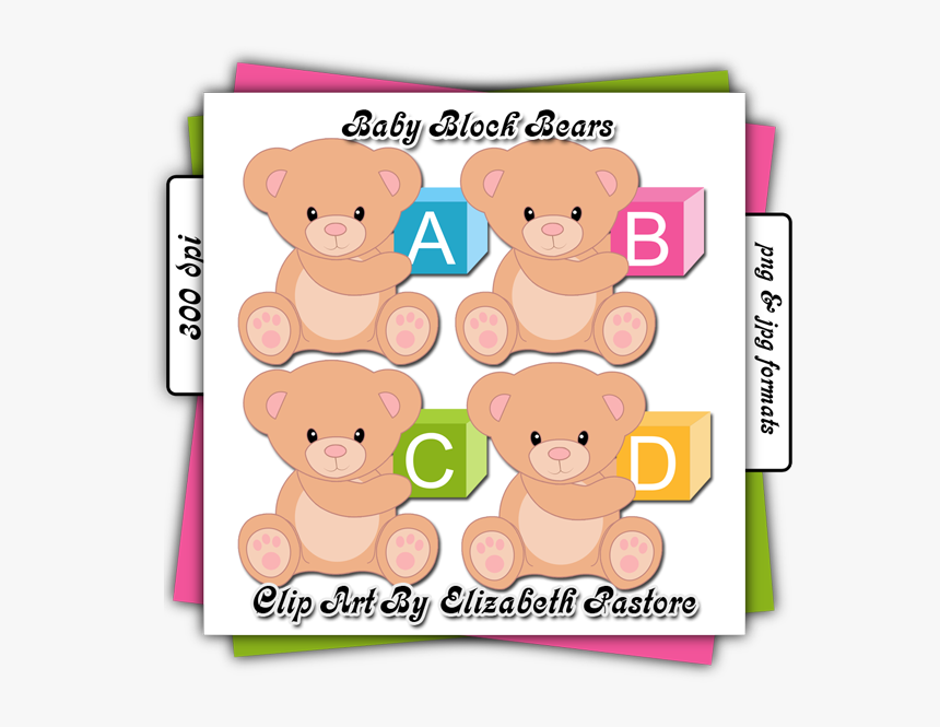 Bear Baby Blocks Clip Art Consist Of 26 Different Images - Clip Art, HD Png Download