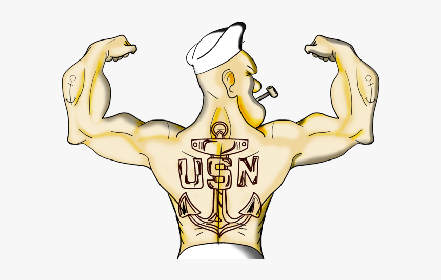 Popeye Navy Tattoo Illustration Navy Popeye - Illustration, HD Png Download