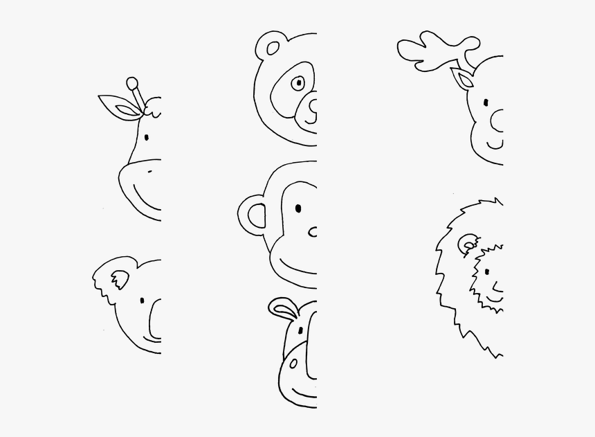 Animal, Head, Coloring Book, Giraffe, Koala, Panda - Line Art, HD Png Download