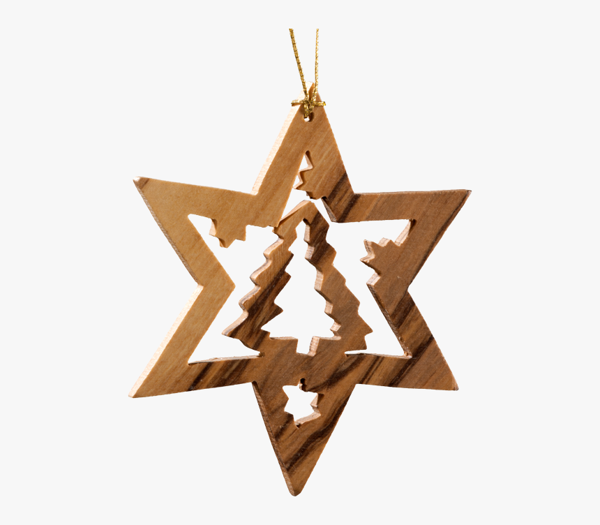 Star With Christmas Tree, Olive Wood - Pingente Estrela De Davi, HD Png Download