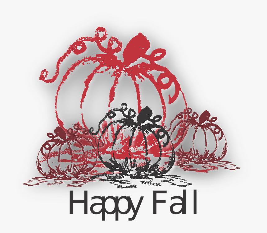Happy Fall, Fall, Pumpkins, Red, Brown, Season - Illustration, HD Png Download