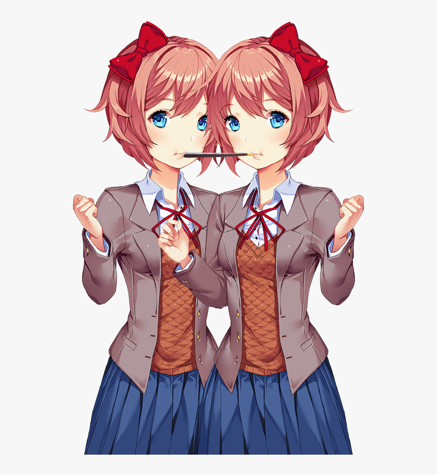 Sayori And Sayori Eating Pocky - Doki Doki Literature Club Sayori Png, Transparent Png