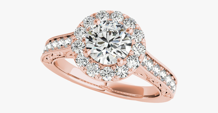 Rose Gold Halo Engagement Rings, HD Png Download