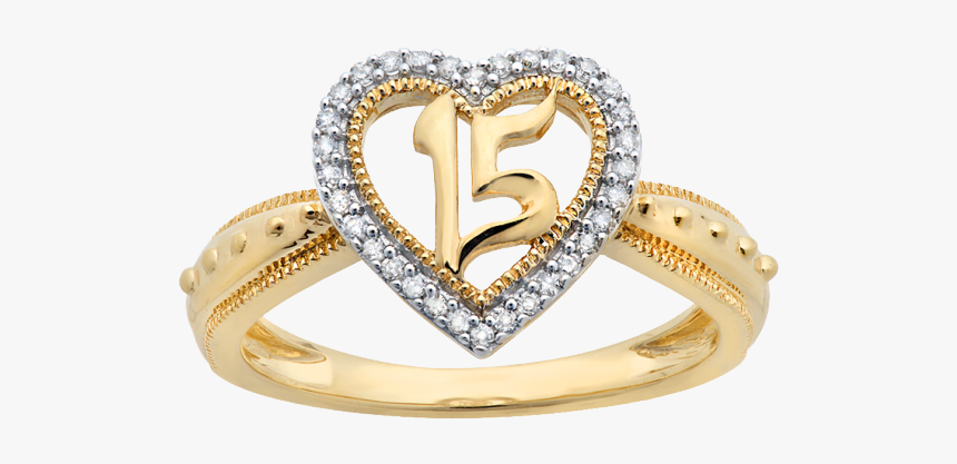 Heart Ring File - Quinceanera Rings Gold Necklace, HD Png Download
