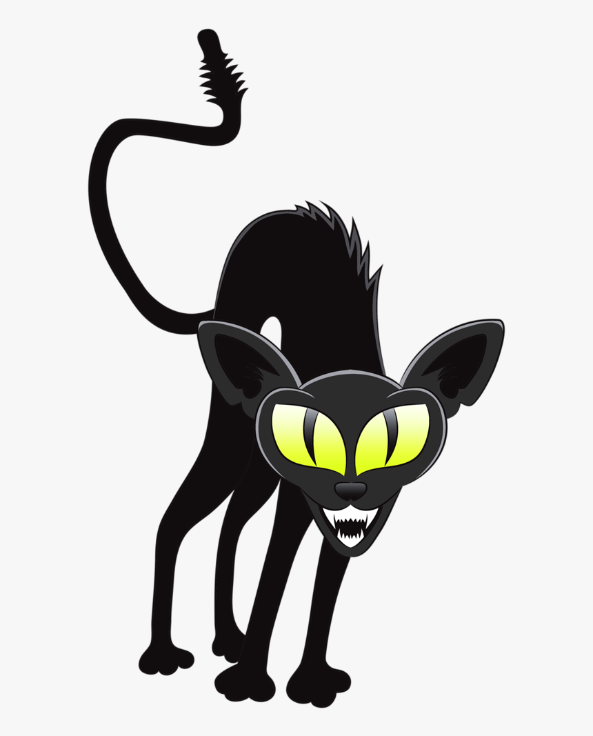 Black Cat Halloween Whiskers Witch - Cat Halloween Png, Transparent Png