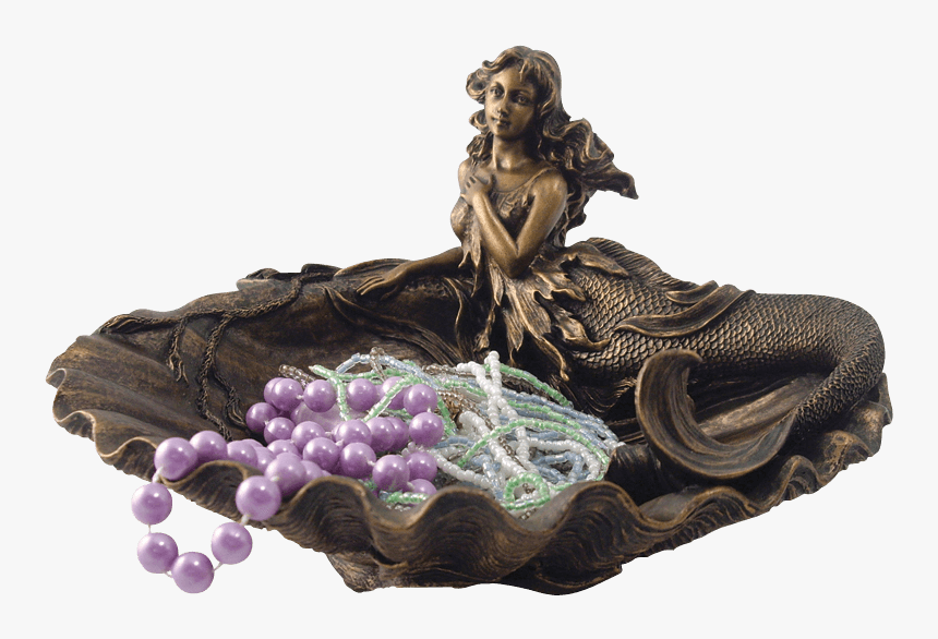 Mermaid And Clam Shell Dish - Bronze Sculpture, HD Png Download