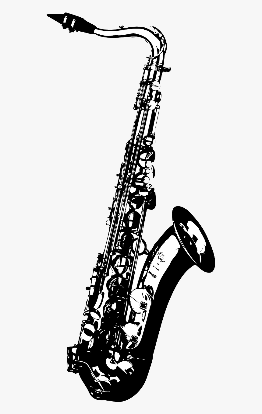 Saxophone Black And White, HD Png Download