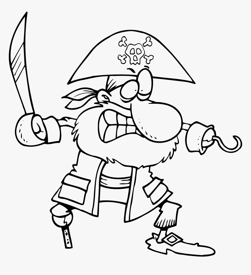 Pirate Clip Arts - Pirate Outline, HD Png Download