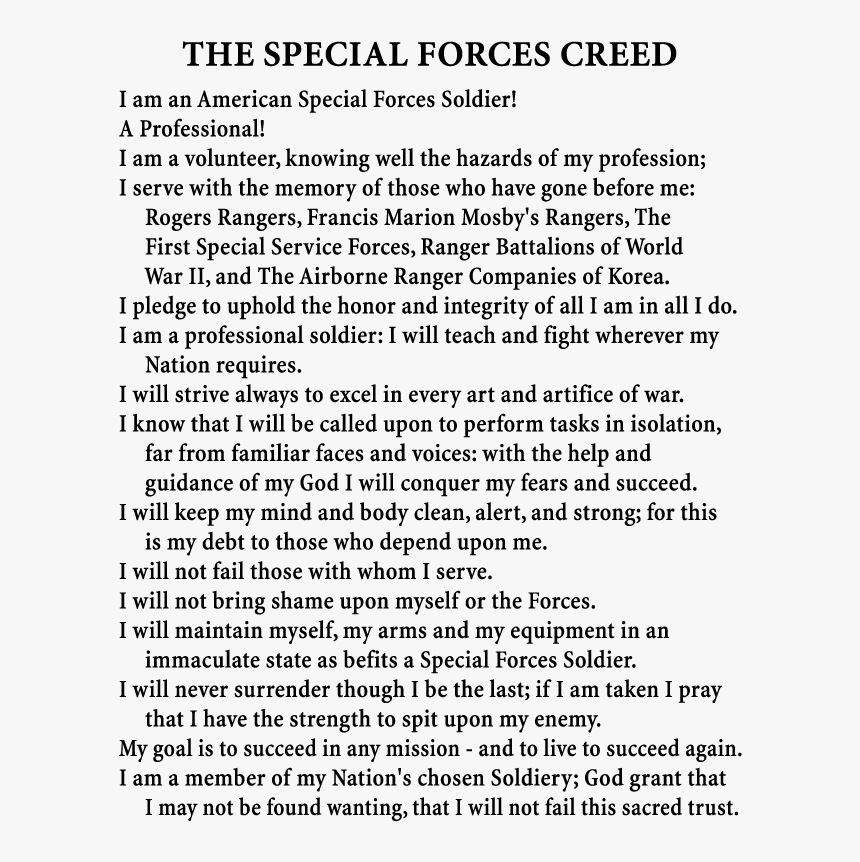 The Special Forces Creed , Png Download - Special Forces Creed Background, Transparent Png