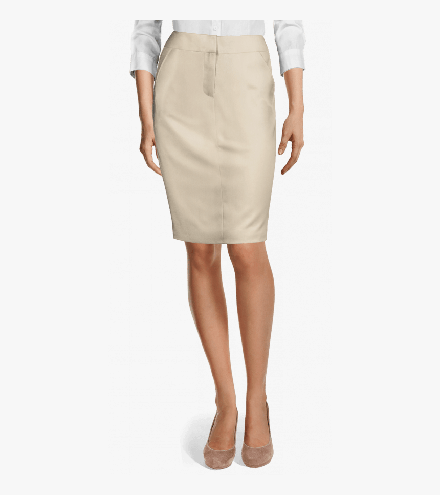 Beige Polyester Pencil Skirt - Faldas Beige Tela Gabardina, HD Png Download