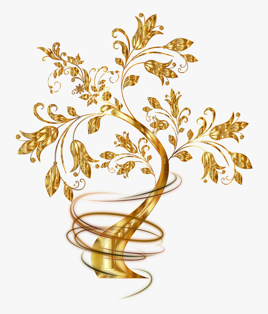 #gold #golden #tree #trees #swirl #swirls #fantasy, HD Png Download