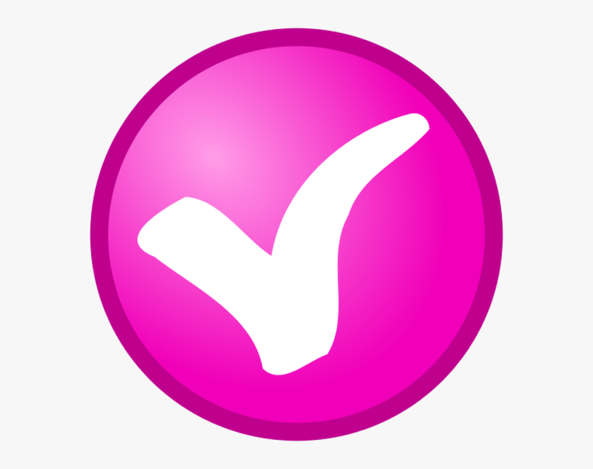 Check Mark In A Round Button Vector Clip Art - Pink Check Mark Emoji, HD Png Download
