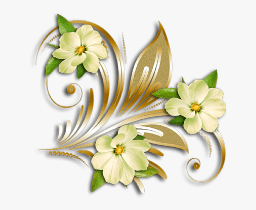 Free Png Download Yellow Flowers Gold Ornament Clipart, Transparent Png
