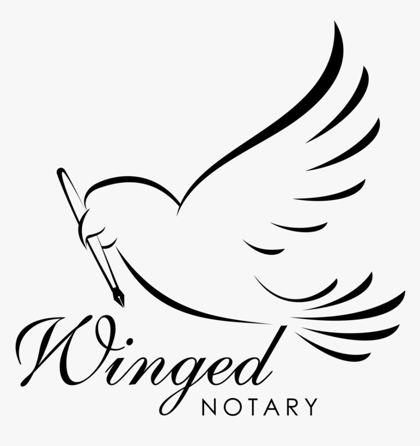 Winged Notary Final Black - Line Art, HD Png Download