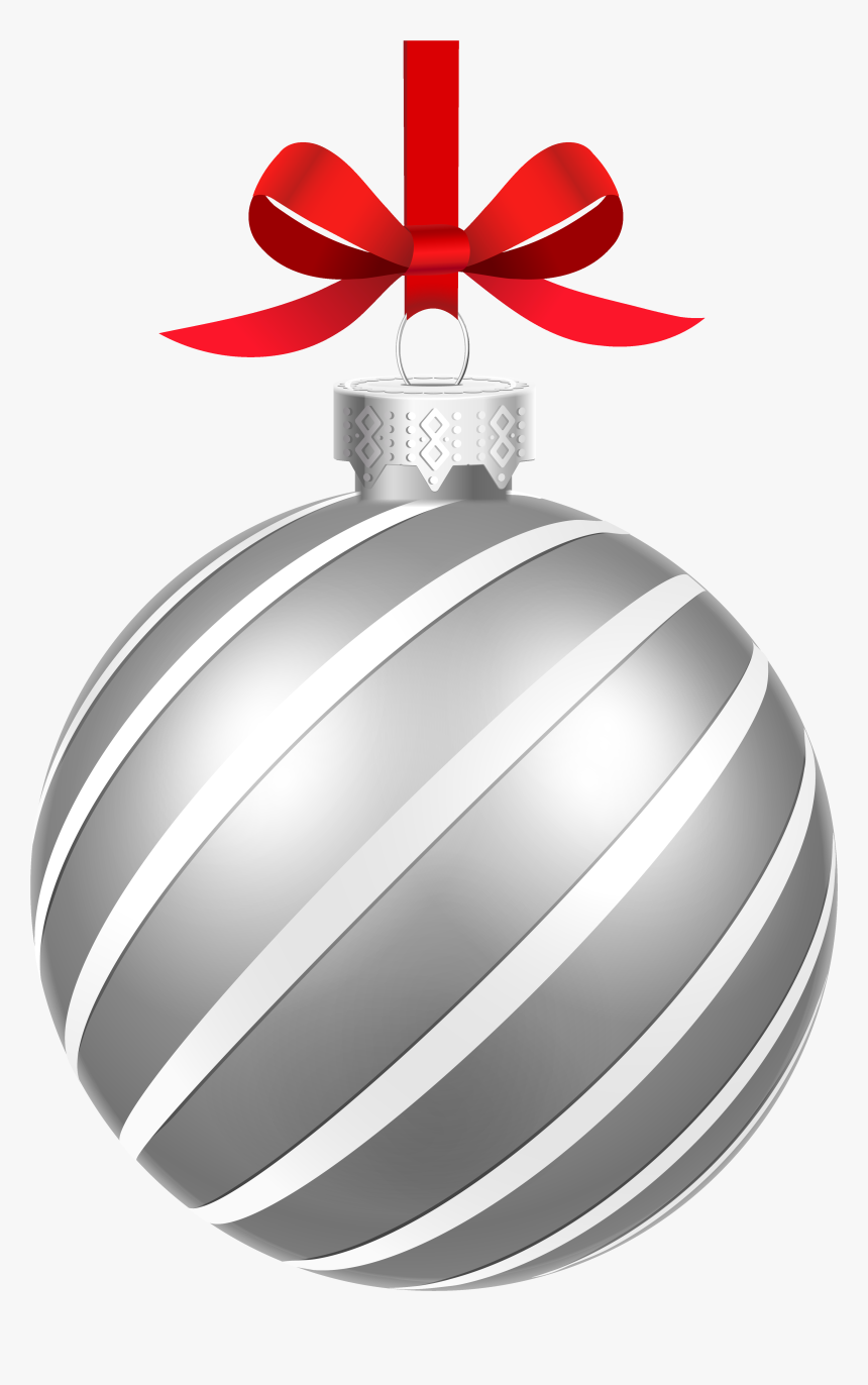 Silver Striped Christmas Ball Png Clipart Image - Silver Christmas Ball Png, Transparent Png