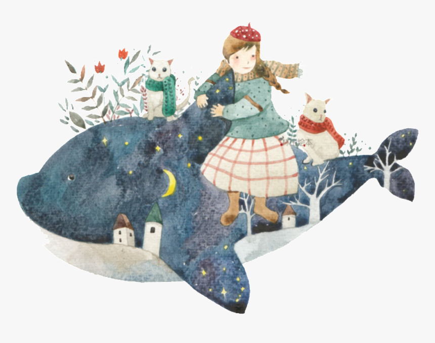 Painted Fairy Tale Shark Fairy Pattern , Png Download - Illustration, Transparent Png